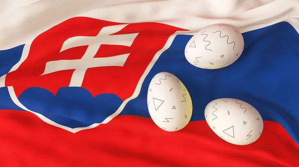 Easter Poster Banner Happy Easter Slovakia Egg Flag Slovakia Background — ストック写真