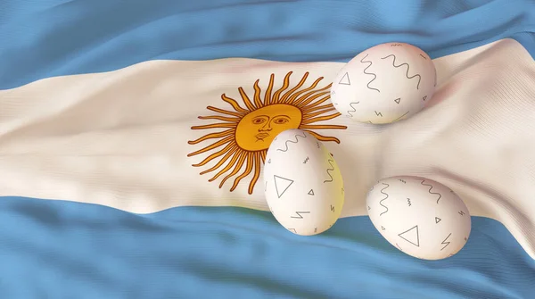 Πασχαλινή Αφίσα Πάσχα Αργεντινή Αυγό Στη Σημαία Αργεντινής Φόντο Εργασία — Φωτογραφία Αρχείου
