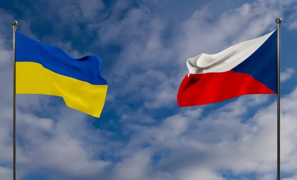 우크라이나와 우크라이나 국기와 체코의 이미지 — 스톡 사진