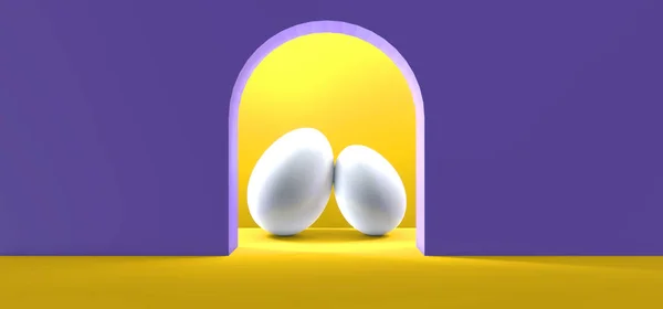 Paskalya Afişi Afişi Yumurtalı Paskalya Arkaplanı Boyutlu Çalışma Boyutlu Görüntü — Stok fotoğraf