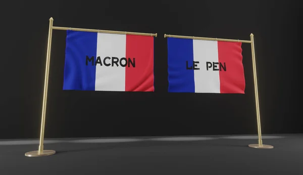 Wahlen Frankreich 2022 Macron Und Pen Und Die Flagge Frankreichs — Stockfoto