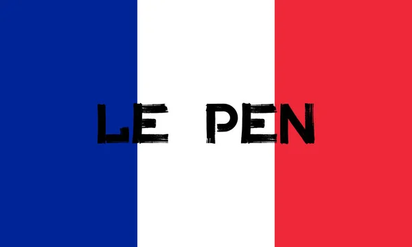 印有勒庞字样的法国国旗 — 图库照片