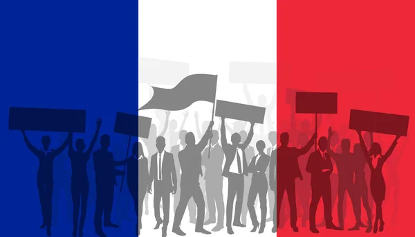 Protest France Rally France France Flag Silhouettes People Posters — Stock Photo, Image