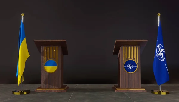 Σημαίες Ουκρανίας Και Νατο Σημαία Ουκρανίας Και Νατο Ουκρανία Και — Φωτογραφία Αρχείου