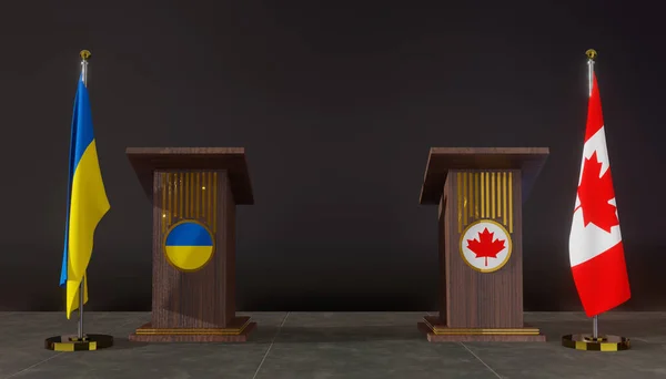 Прапори України Канади Прапор України Канади Україна Канада Ведуть Переговори — стокове фото