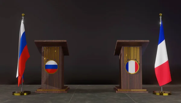Banderas Rusia Francia Bandera Rusia Francia Negociaciones Entre Rusia Francia — Foto de Stock
