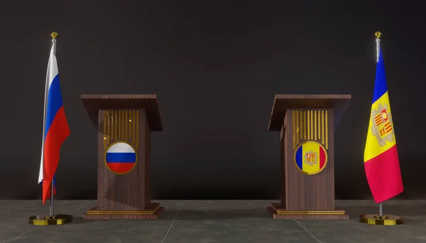 Russie Moldavie Drapeaux Russie Moldavie Drapeau Russie Moldavie Négociations Rostrum — Photo