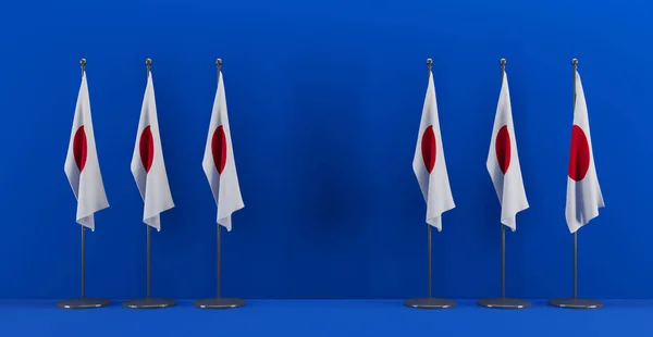 Cumbre Japón Concepto Reunión Banderas Japón Fondo Azul Ilustración Trabajo —  Fotos de Stock