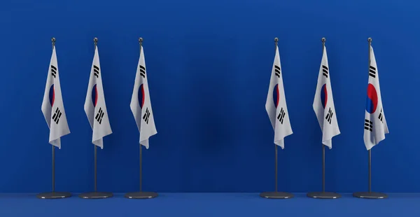 South Korea Summit Meeting Concept South Korea Flags Blue Background —  Fotos de Stock