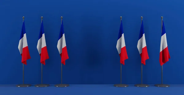 France Summit Meeting Concept France Flags Blue Background Illustration Work — стоковое фото