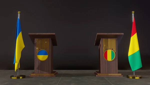 Ukraine Bolivia Flags Ukraine Bolivia Flag Ukraine Bolivia Negotiations Rostrum — Photo