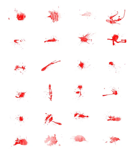 Realistic Blood Isolated White Background Drops Blood Splashes Collection Pieces — ストック写真