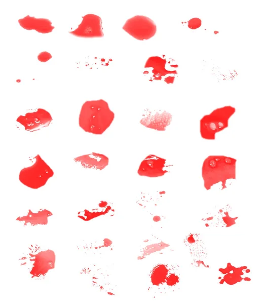 Realistic Blood Isolated White Background Drops Blood Splashes Collection Pieces — ストック写真