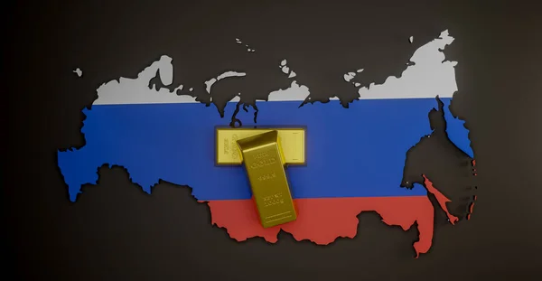 Sanctions Russia Sanctions Russian Gold Russia Map Flag Work Illustration — 스톡 사진