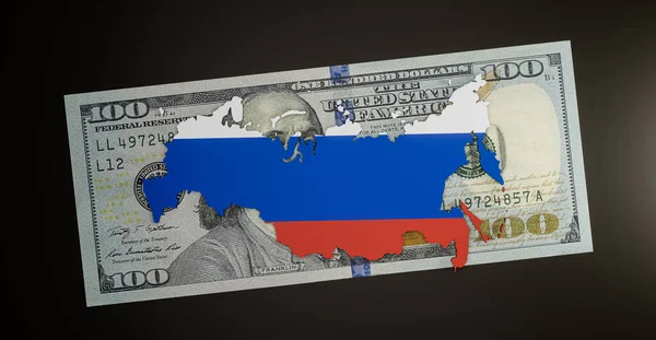 Sanctions Russian Sanctions Russian Economics Russia Map Flag Work Illustration — ストック写真