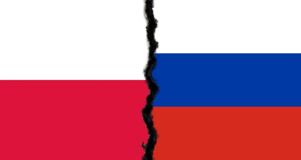 Flags Poland Russia Poland Russia World War Crisis Concept — ストック写真