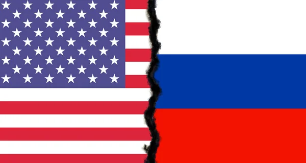 Flags Usa Russia Usa Russia World War Crisis Concept — Photo