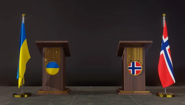 Прапори України Норвегії Прапор України Норвегії Україна Норвегія Рострум Мови — стокове фото