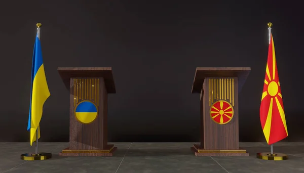 Ukraine North Macedonia Flags Ukraine North Macedonia Flag Ukraine North — Photo