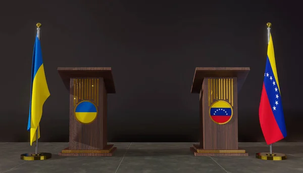 Flaggorna Ukraina Och Venezuela Ukraina Och Venezuelas Flagga Förhandlingar Mellan — Stockfoto