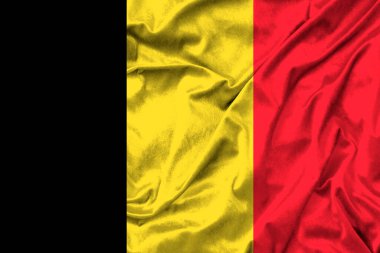 Kumaş dokusunda Belçika bayrağı. 3D çalışma ve 3B resim