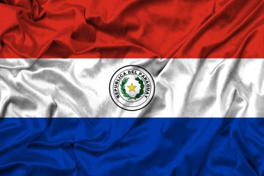 Kumaş dokusunda Paraguay bayrağı. 3D çalışma ve 3B resim