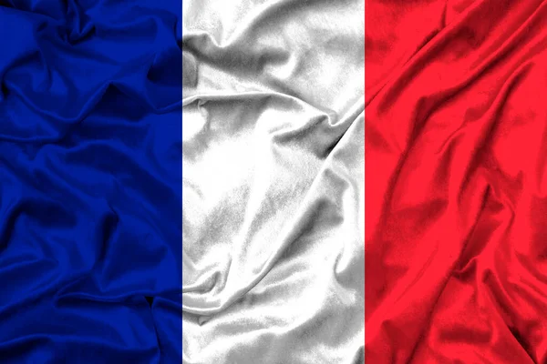 Флаг Франции Текстуре Ткани Работа Изображение — стоковое фото