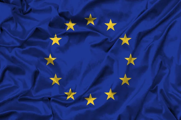 Bandera Europa Sobre Textura Tela Trabajo Imagen — Foto de Stock