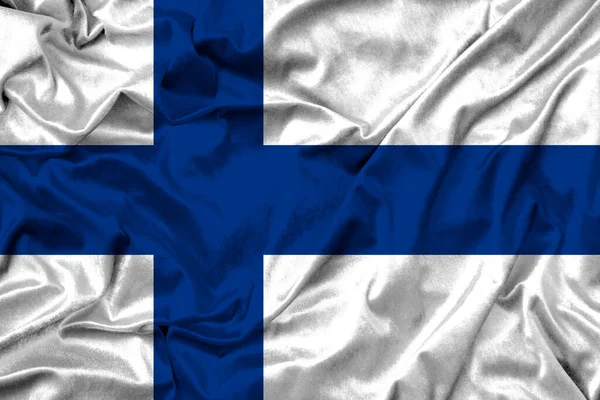 Finlandia Flag Fabric Texture Work Image — Stock Photo, Image