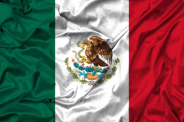 Σημαία Μεξικού Υφασμάτινη Υφή Εργασία Και Εικόνα — Φωτογραφία Αρχείου