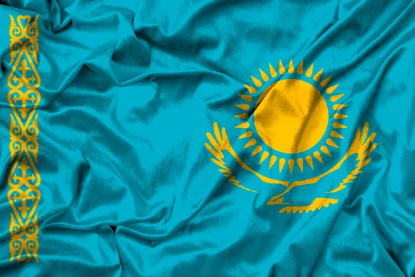 Казахстанський Прапор Тканині Робота Зображення — стокове фото