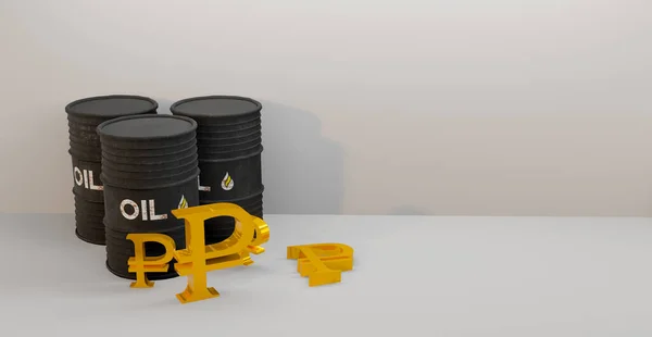 油价背景 油价和卢布 石油禁运 3D作品和3D插图 — 图库照片
