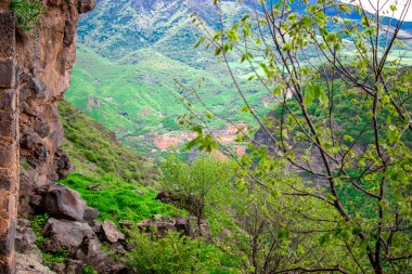 Güzel doğa manzarası ve dağ. Mavi gökyüzü. Ermenistan, Lori bölgesi