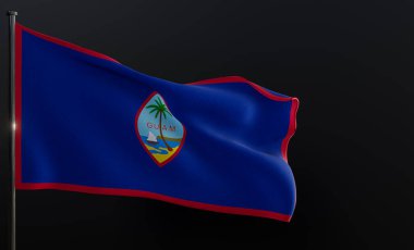 Guam bayrağı. Kumaş arkaplanda Guam bayrağı. Uzayı kopyala 3B çalışma ve 3B illüstrasyon