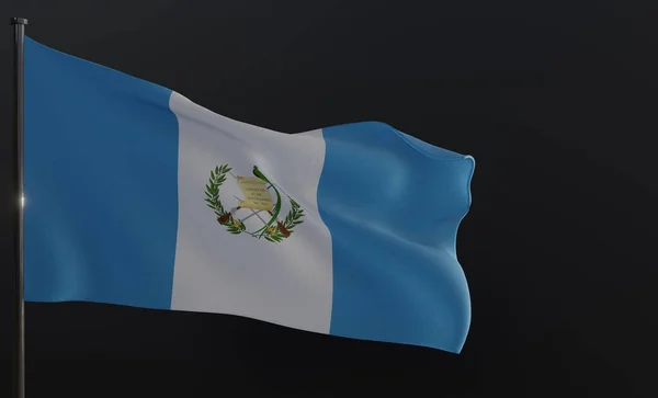 Flagga Guatemala Tyg Flagga Guatemala Svart Bakgrund Uppfattat Utrymme Arbete — Stockfoto