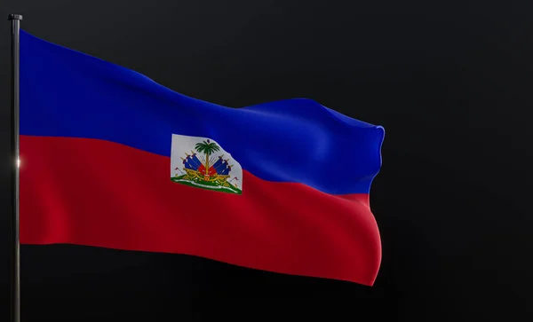 Σημαία Αϊτή Ύφασμα Σημαία Αϊτή Στο Μαύρο Φόντο Αντιγραφή Χώρου — Φωτογραφία Αρχείου