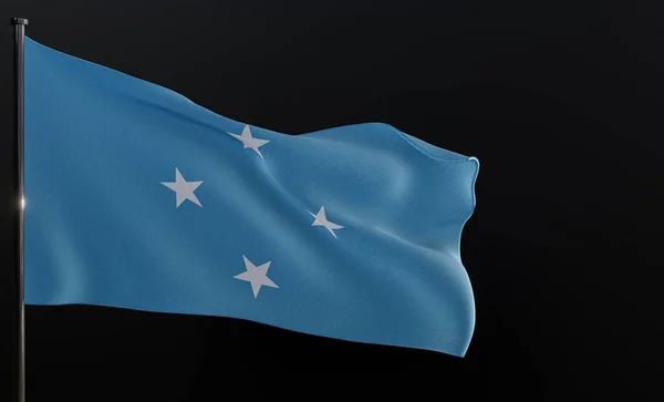 Flag Micronesia Fabric Flag Micronesia Black Background Copy Space Work — Stock fotografie