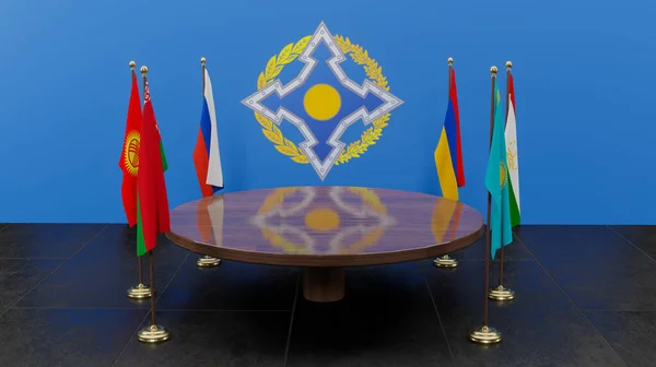 Flags Countries Csto Collective Security Treaty Organization Armenia Russia Belarus — Stock Photo, Image