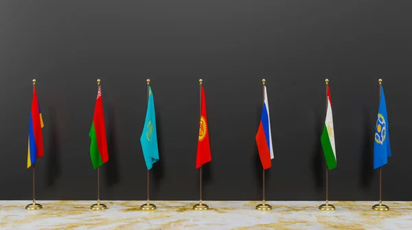 Flags Countries Csto Collective Security Treaty Organization Armenia Russia Belarus — стокове фото