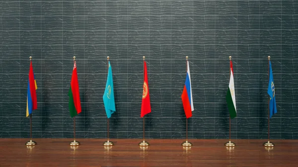 Flags Countries Csto Collective Security Treaty Organization Armenia Russia Belarus — стокове фото