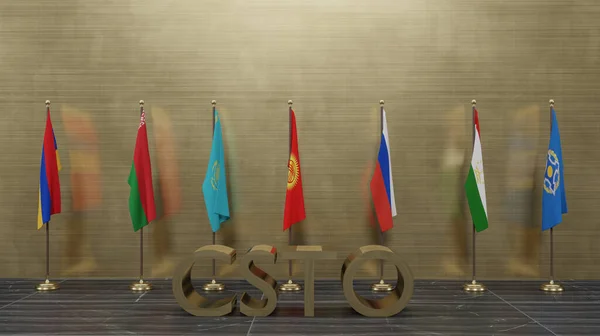 Flags Countries Csto Collective Security Treaty Organization Armenia Russia Belarus — Stockfoto