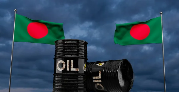 Bangladesh Oil Barrel Oil Barrel Background Bangladesh Flag Barrel Oil — Stock Fotó