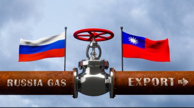 Rusya 'dan Tayvan' a doğalgaz borusu, Rusya 'nın ana doğalgaz boru hattındaki valf, Yaptırımlar konsepti, 3 boyutlu çalışma ve 3 boyutlu görüntü