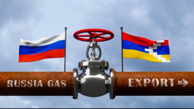 Rusya 'dan Artsakh' a doğalgaz borusu, Rusya 'nın ana doğalgaz boru hattındaki valf, Yaptırımlar konsepti, 3D çalışma ve 3D görüntü