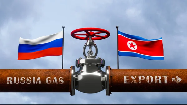 Gasledning Från Ryssland Till Nordkorea Ventil Gasledningen Ryssland Sanktionskoncept Arbete — Stockfoto