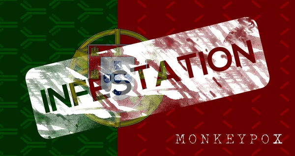 Вірус Мавпи Віспа Мавп Вірус Monkeypox Інвазивні Португалія Текст Прапор — стокове фото
