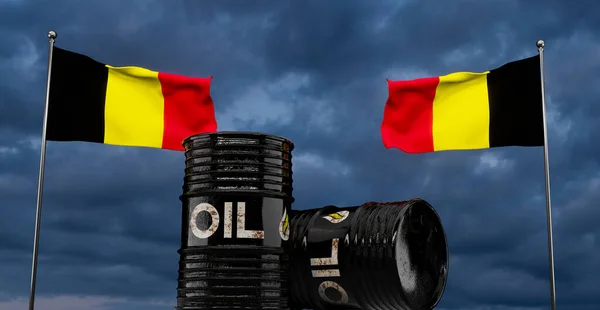 België Olievat Olievat Achtergrond Belgische Vlag Vat Olie Voor België — Stockfoto