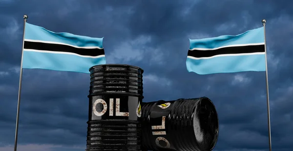 Botswana Ölfass Ölfass Hintergrund Botswana Flagge Auf Fass Für Botswana — Stockfoto