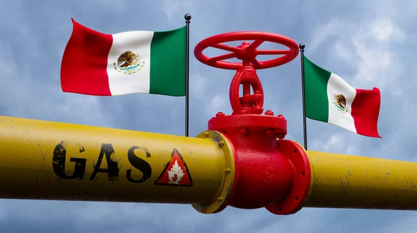멕시코의 파이프라인에 멕시코 국기가 멕시코 파이프 이미지 — 스톡 사진