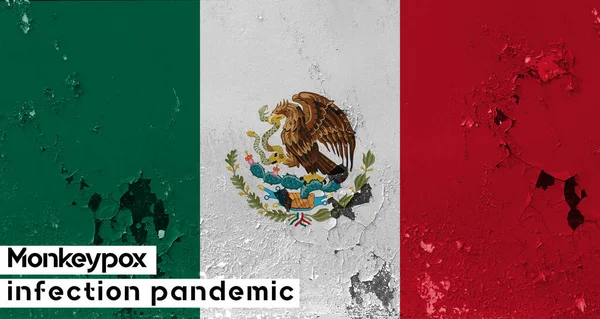 Varíola México Bandeira México Com Bactérias Rachaduras Pandemia Infecção Por — Fotografia de Stock